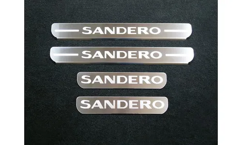 Накладки на пороги (лист шлифованный надпись Sandero) 4шт RENSAN15-12 — фото 1