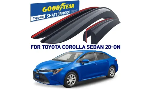 Дефлекторы боковых окон 2020-2024 Toyota Corolla, накладные, GoodYear — фото 1