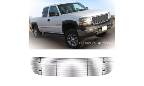 Fits1999-2002 GMC Sierra 1500/2500/01-06 Yukon центральная верхняя хром решетка с ламелями — фото 1