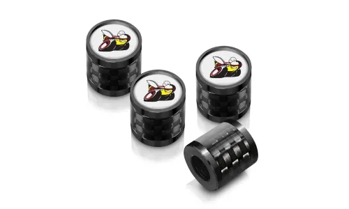 Колпачки ниппелей Dodge Scat-Pack на белом фоне карабоновая окантовка черная — фото 1