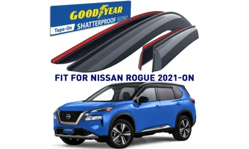 Дефлекторы боковых окон 2021-2023 Nissan Rogue, накладные, GoodYear — фото 1