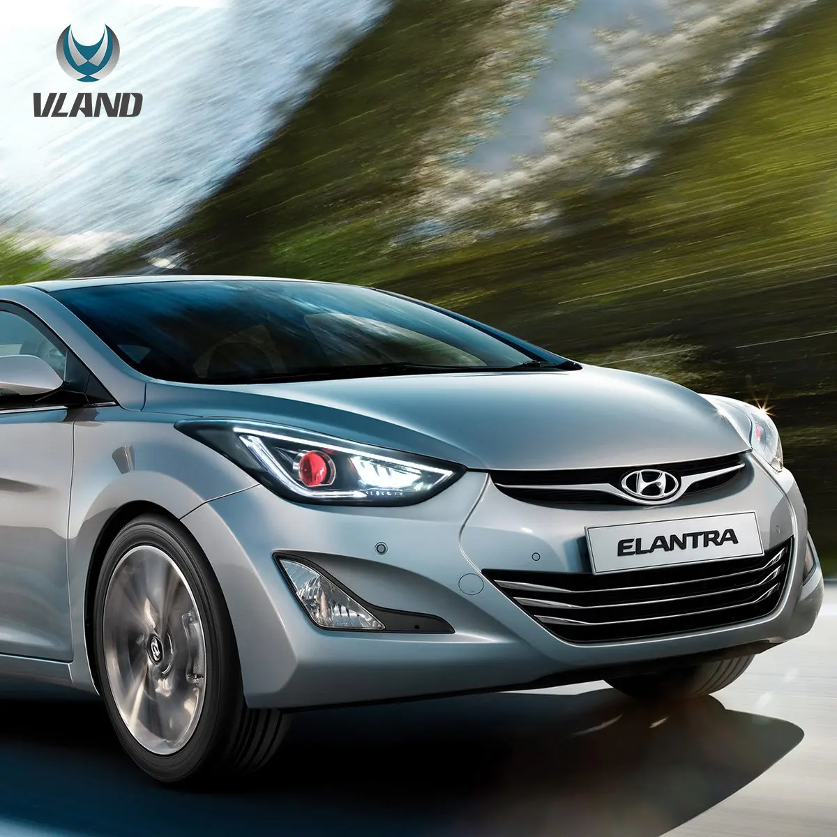 Фары VLAND двойной проектор демонические глаза черные для Hyundai Elantra MD/UD/JK (2011-2015) — фото 7