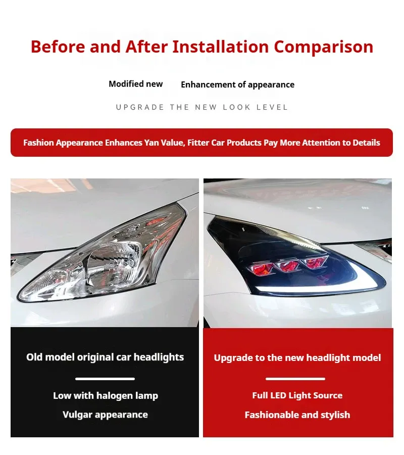 Фары передние LED с ходовыми огнями для Nissan Tiida (2011-2015), комплект, комплект, FT Carlight Carlight — фото 7