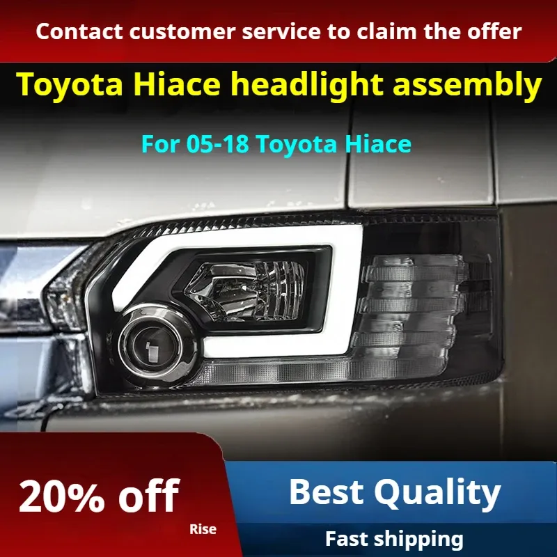 Фары передние LED с ходовыми огнями для Toyota Hiace (2005-2018), комплект, комплект, FT Carlight Carlight — фото 2
