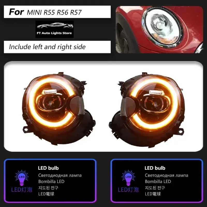 Фары передние LED с ходовыми огнями для Mini Cooper R56/R57/R58/R59 (2007-2013), комплект, комплект, FT Carlight Carlight — фото 1