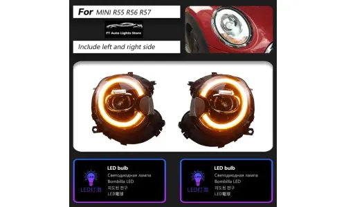 Фары передние LED с ходовыми огнями для Mini Cooper R56/R57/R58/R59 (2007-2013), комплект, комплект, FT Carlight Carlight — фото 1