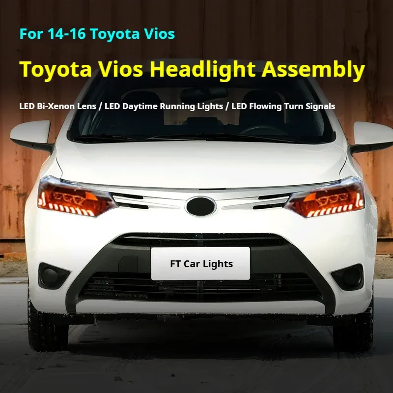 Фары передние LED с ходовыми огнями для Toyota Vios (2014-2016), комплект, комплект, FT Carlight Carlight — фото 5
