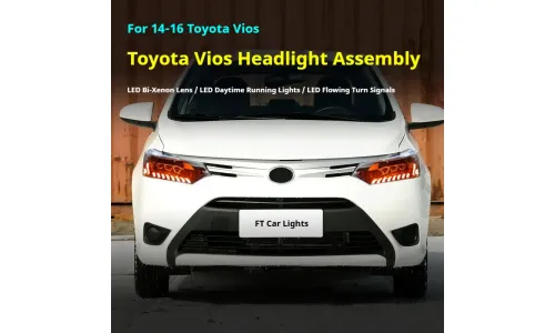 Фары передние LED с ходовыми огнями для Toyota Vios (2014-2016), комплект, комплект, FT Carlight Carlight — фото 5