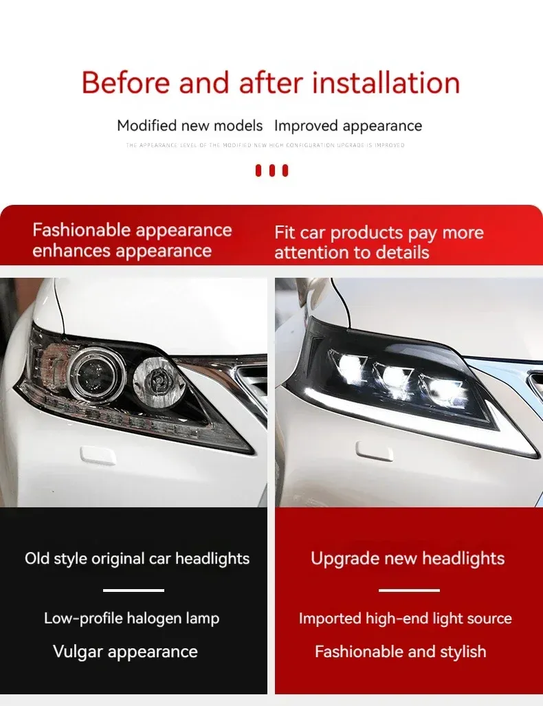 Фары передние LED с ходовыми огнями для Lexus RX (2009-2015), комплект, комплект, FT Carlight Carlight — фото 7