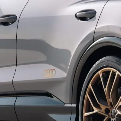 Комплект самоклеящихся пленок в виде колец Audi на боковые пороги, бронзовый матовый, 2 шт. — фото 1