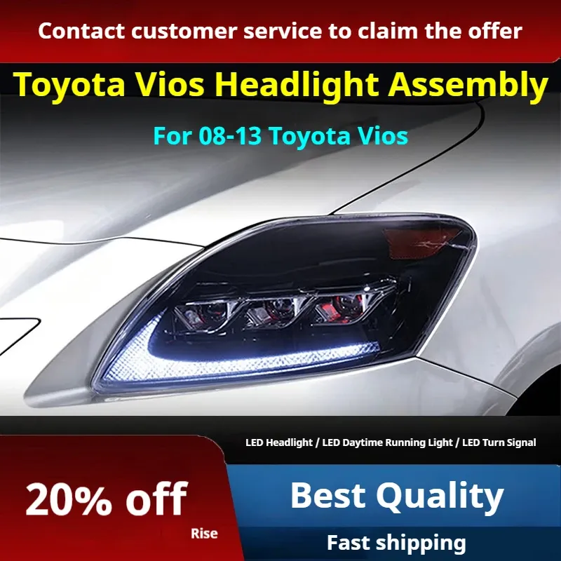 Фары передние LED с ходовыми огнями для Toyota Vios (2008-2013), комплект, комплект, FT Carlight Carlight — фото 2