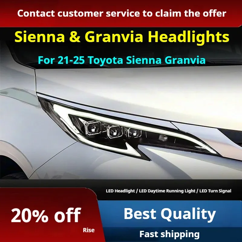 Фары передние LED с ходовыми огнями для Toyota Sienna Granvia (2021-2025), комплект, комплект, FT Carlight Carlight — фото 2