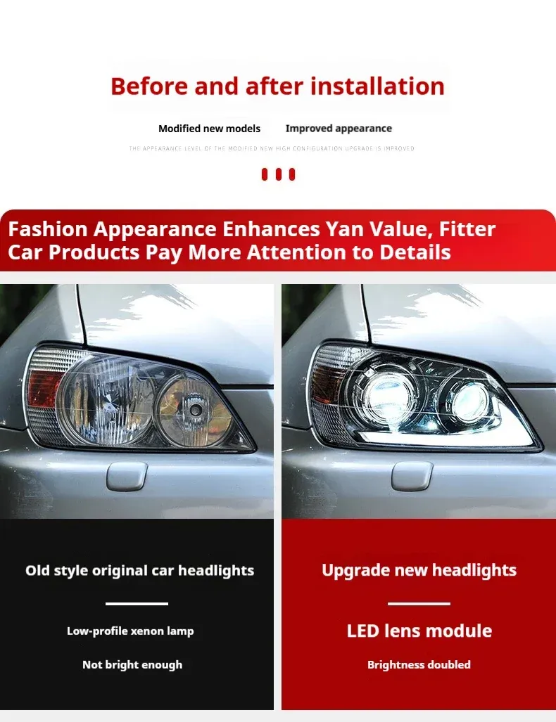 Фары передние LED с ходовыми огнями для Lexus IS (1998-2005), комплект, FT Carlight — фото 7