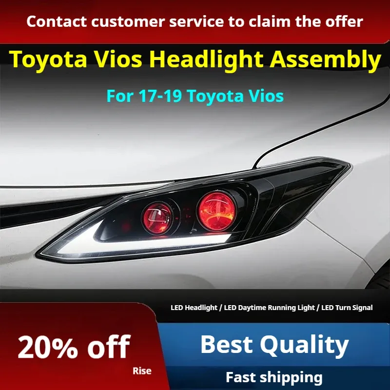Фары передние LED с ходовыми огнями для Toyota Vios (2017-2019), комплект, комплект, FT Carlight Carlight — фото 2