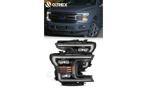 Фары проекторные светодиодные Black NOVA для Ford F-150 XL/XLT 2018–2020, AlphaRex — фото 1