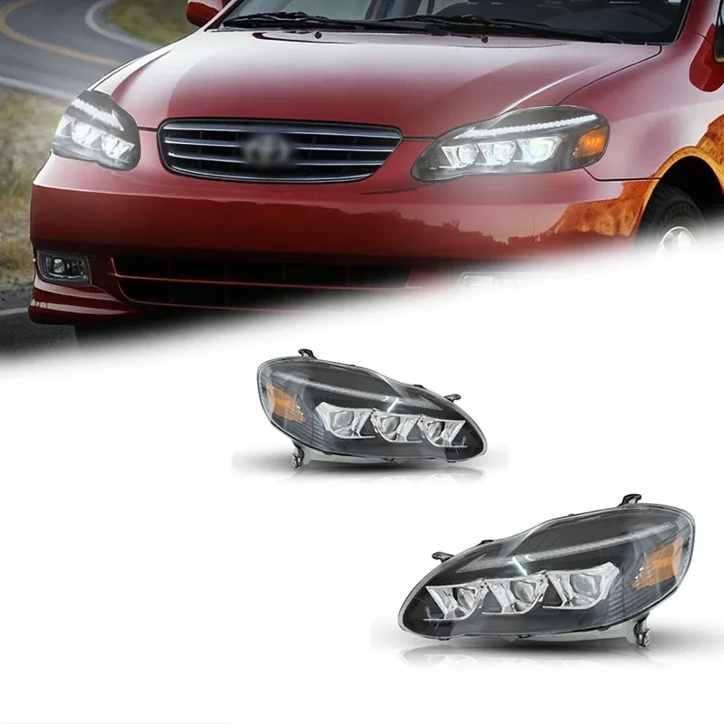 Фары передние LED с ходовыми огнями для Toyota Corolla (2003-2008, США), комплект, комплект, FT Carlight Carlight — фото 1