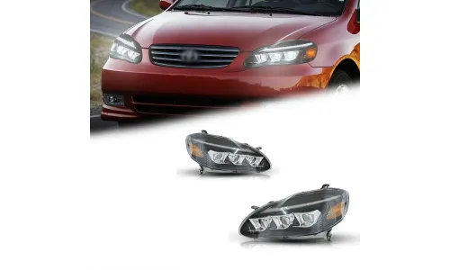 Фары передние LED с ходовыми огнями для Toyota Corolla (2003-2008, США), комплект, комплект, FT Carlight Carlight — фото 1