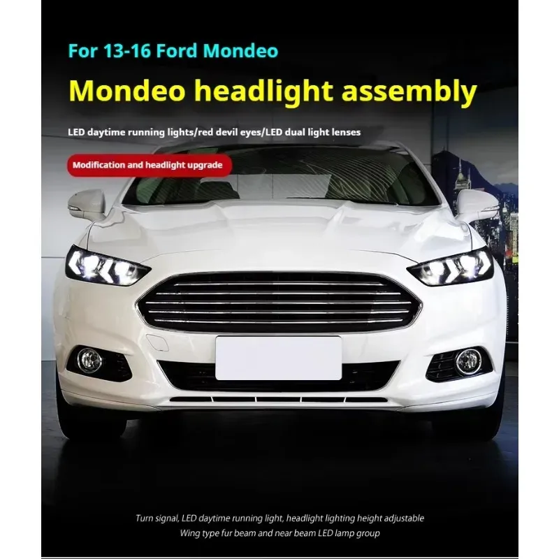Фары передние LED с ходовыми огнями для Ford Fusion Mondeo MK5 (2013-2016), комплект, комплект, FT Carlight Carlight — фото 4