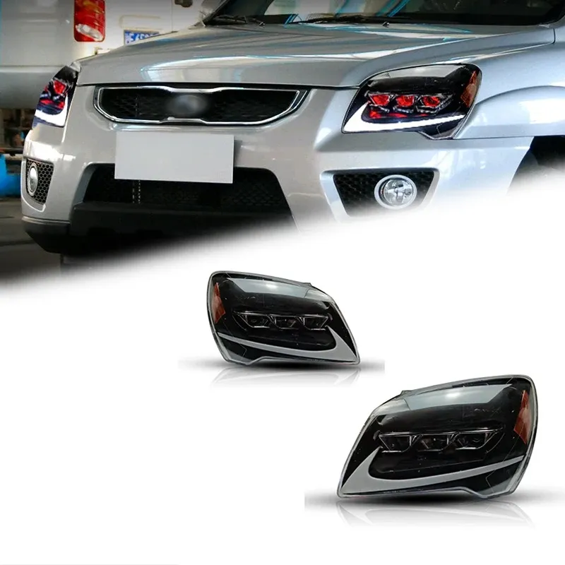 Фары передние LED с ходовыми огнями для Kia Sportage (2007-2012), комплект, комплект, FT Carlight Carlight — фото 1