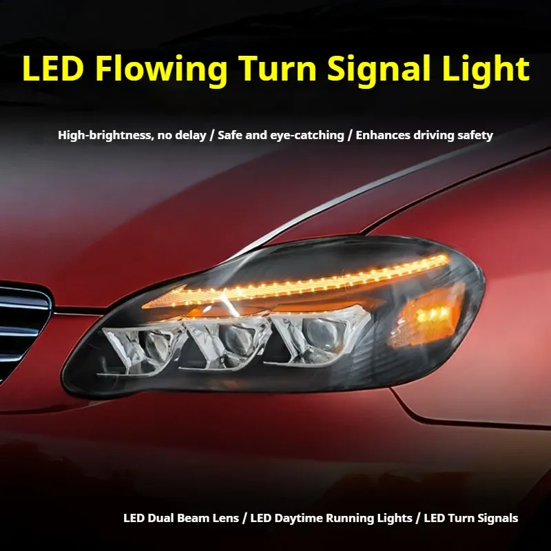 Фары передние LED с ходовыми огнями для Toyota Corolla (2003-2008, США), комплект, комплект, FT Carlight Carlight — фото 3