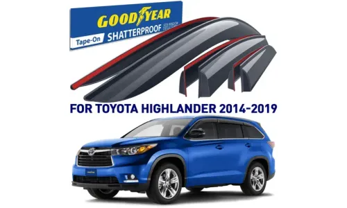 Дефлекторы боковых окон 2014-2019 Toyota Highlander, накладные, GoodYear — фото 1