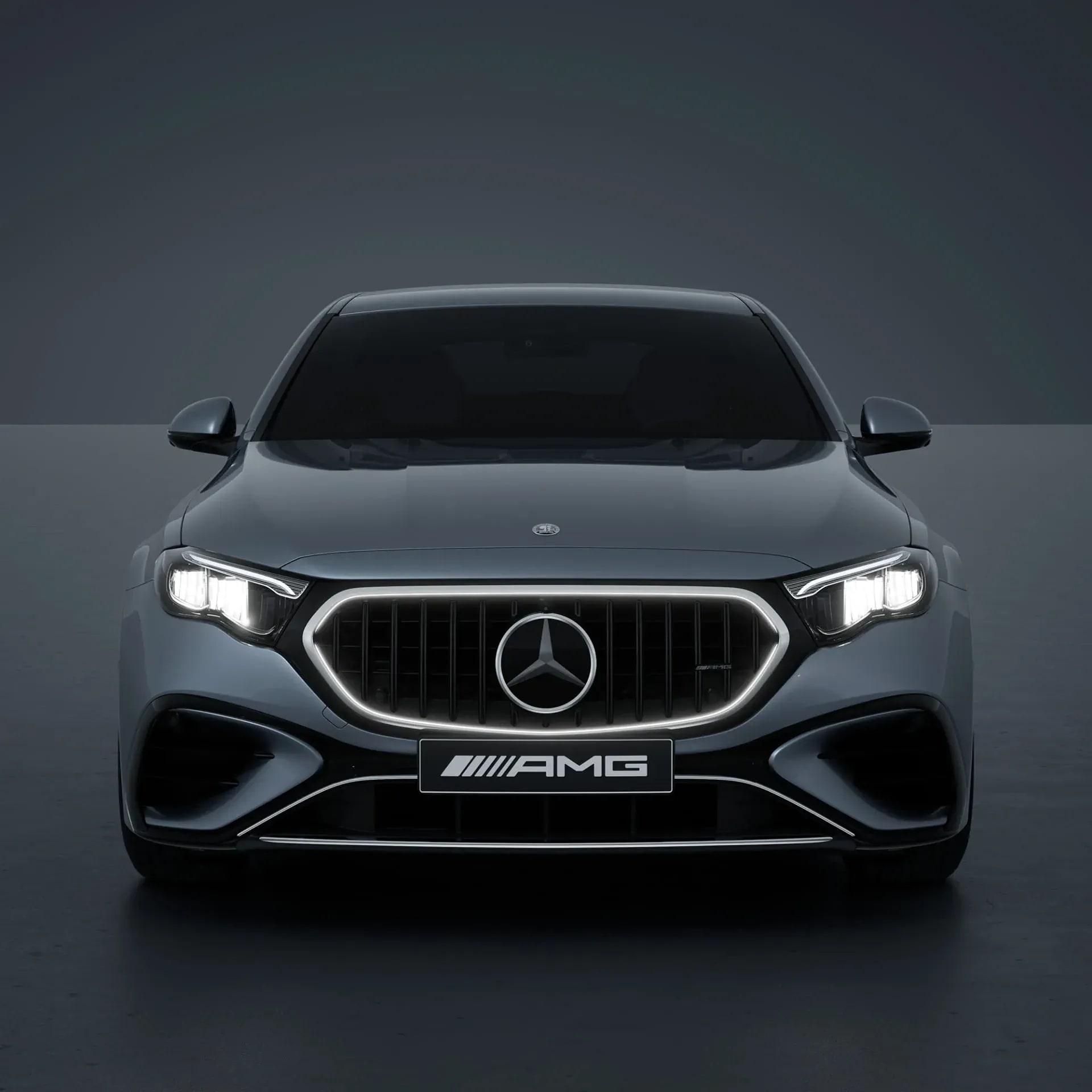 Комплект решетки Panamericana E 53 AMG с подсветкой Mercedes-Benz E-Класс W214, темный хром, Distronic 233, с камерой 360° — фото 4