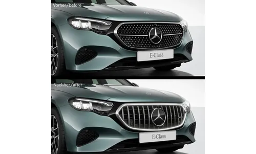 Комплект решетки Panamericana E 53 AMG с подсветкой Mercedes-Benz E-Класс W214 Avantgarde, хром — фото 3