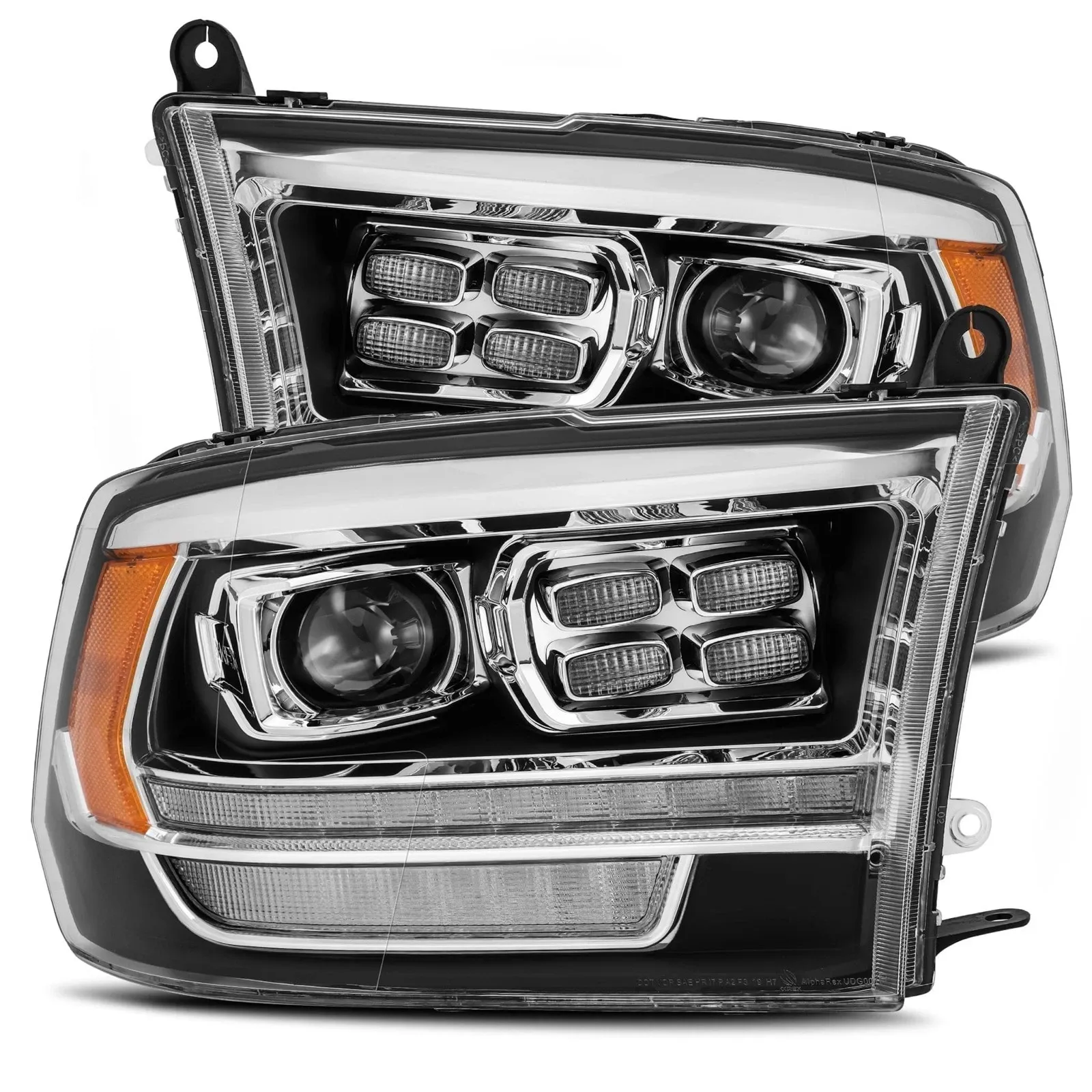 Фары проекторные светодиодные Black LUXX для Dodge Ram 1500 2009–2018, AlphaRex — фото 2