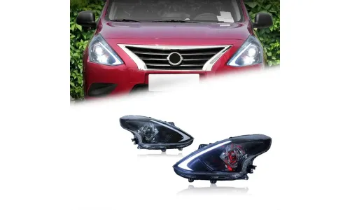 Фары передние LED с ходовыми огнями для Nissan Sunny/Almera (2014-2016), комплект, комплект, FT Carlight Carlight — фото 1