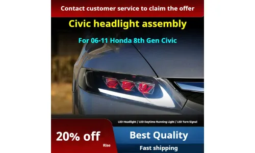 Фары передние LED с ходовыми огнями для Honda Civic 8 (2006-2011), комплект, FT Carlight — фото 2