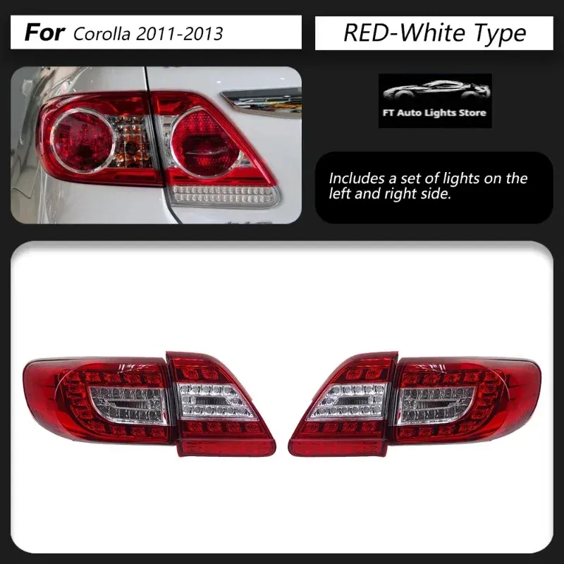 Задние LED-фонари динамический поворотник для Toyota Corolla (2011-2013), комплект, комплект, FT Carlight Carlight — фото 1