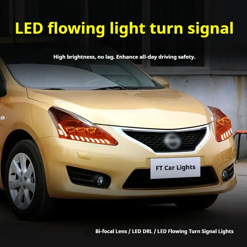 Фары передние LED с ходовыми огнями для Nissan Tiida (2011-2015), комплект, комплект, FT Carlight Carlight — фото 3
