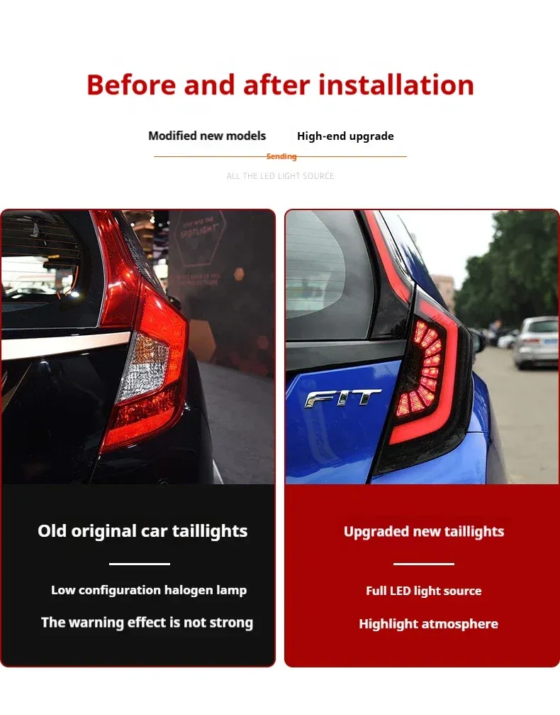 Задние LED-фонари динамический поворотник для Honda Fit GK5 (2014-2020), комплект, комплект, FT Carlight Carlight — фото 7