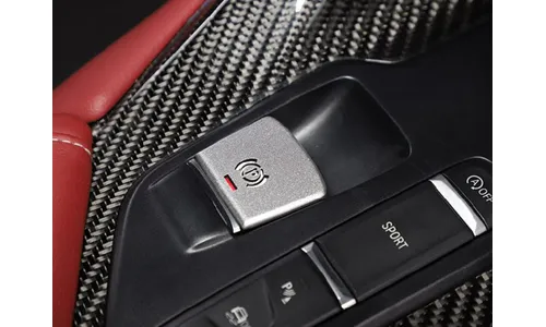 Накладка на кнопку стояночного тормоза, серая, для Toyota Supra 5 A90 (2019-2025) — фото 1