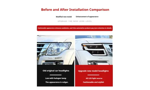 Фары передние LED с ходовыми огнями для Mitsubishi Pajero V97 (2005-2021), комплект, комплект, FT Carlight Carlight — фото 7