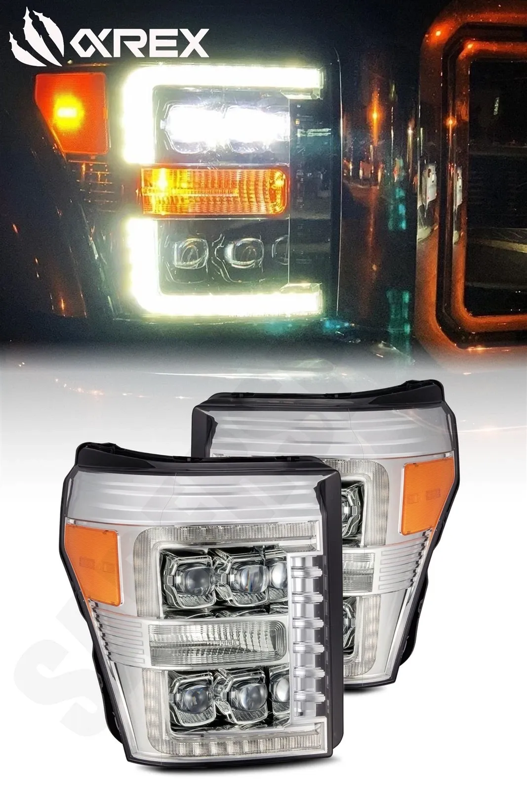 Фары проекторные светодиодные NOVA для Ford F-250/350/450 2011–2016, AlphaRex — фото 1