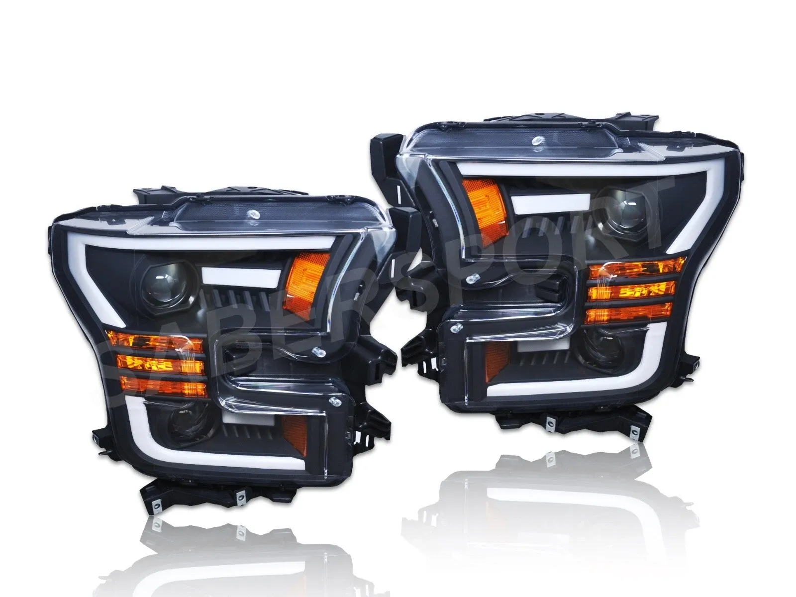 Фары проекторные Base Ver. Black для Ford F-150 XL/XLT 2015–2017, AlphaRex — фото 2