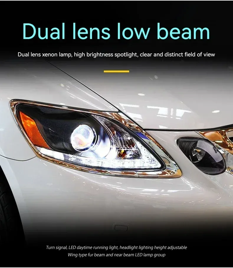 Фары передние LED с ходовыми огнями для Lexus GS (2004-2012), комплект, комплект, FT Carlight Carlight — фото 3