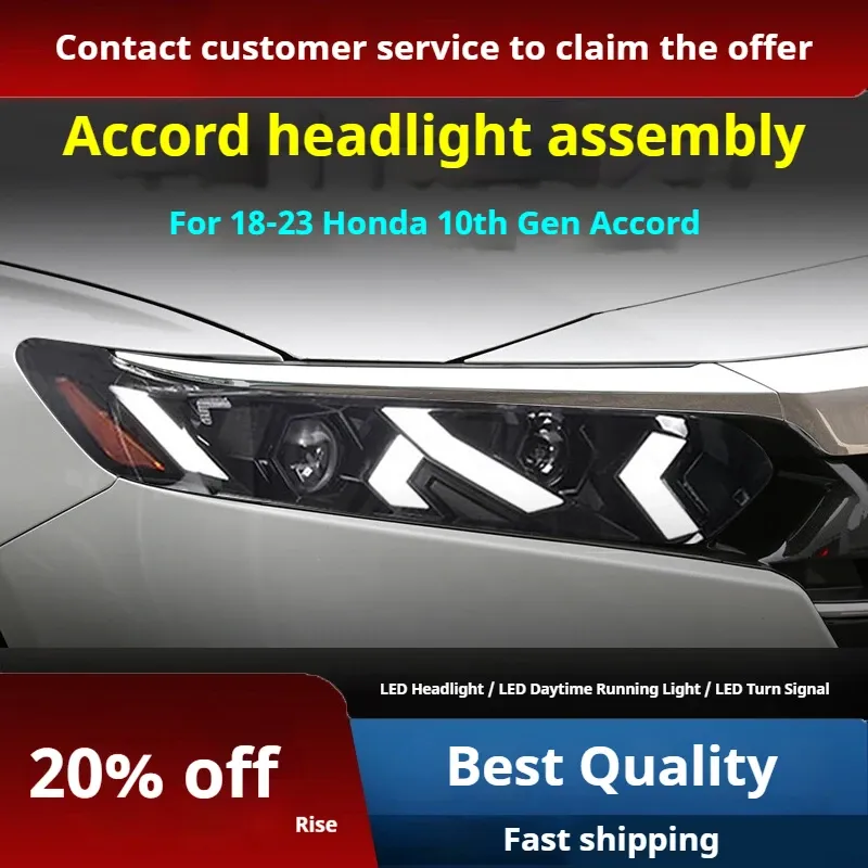 Фары передние LED с ходовыми огнями для Honda Accord 10 (2018-2023), комплект, комплект, FT Carlight Carlight — фото 2