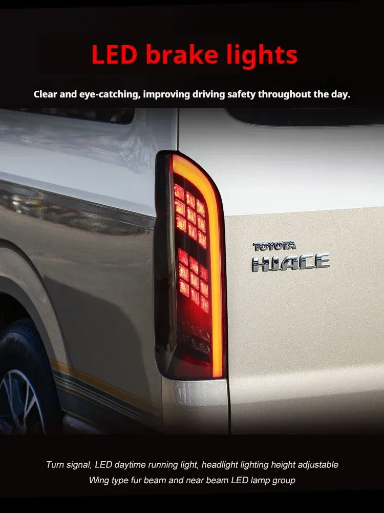 Задние LED-фонари динамический поворотник для Toyota Hiace (2005-2018), комплект, комплект, FT Carlight Carlight — фото 3