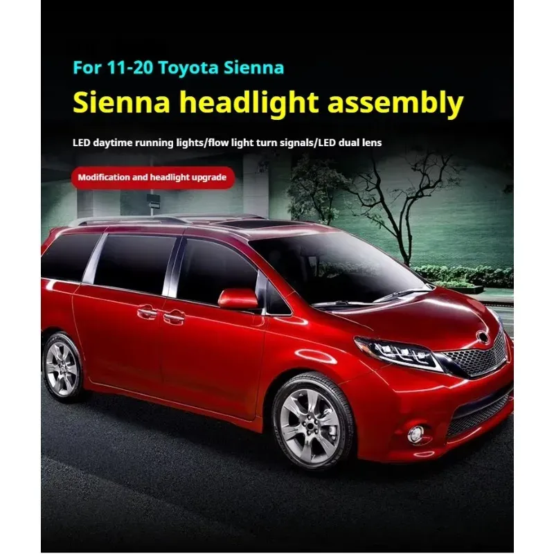 Фары передние LED с ходовыми огнями для Toyota Sienna (2011-2020), комплект, комплект, FT Carlight Carlight — фото 5
