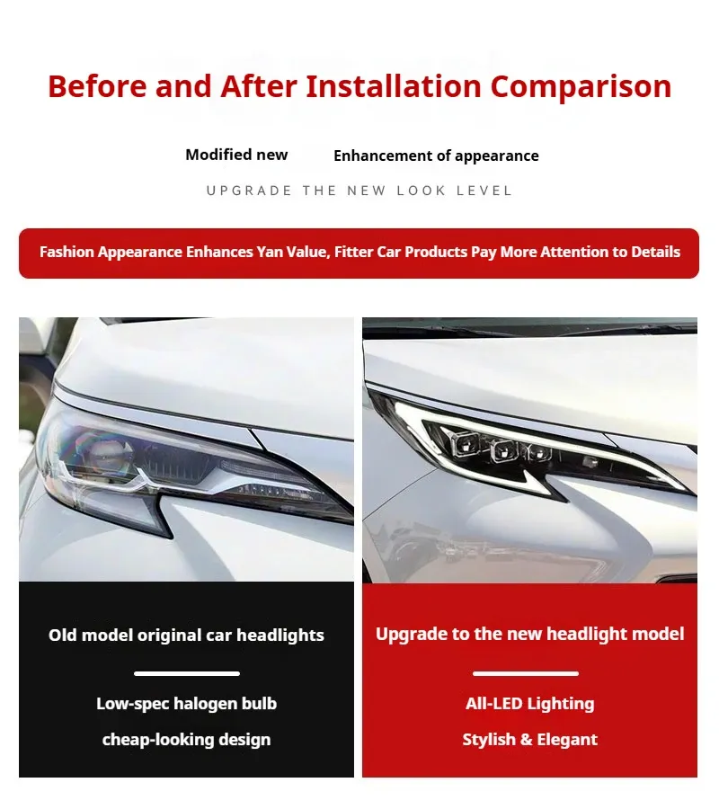 Фары передние LED с ходовыми огнями для Toyota Sienna Granvia (2021-2025), комплект, комплект, FT Carlight Carlight — фото 7