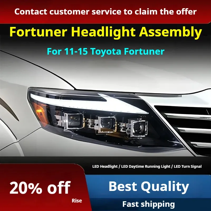 Фары передние LED с ходовыми огнями для Toyota Fortuner (2011-2015), комплект, комплект, FT Carlight Carlight — фото 2