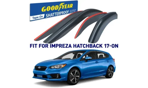 Дефлекторы боковых окон 2017-2023 Subaru Impreza Hatchback, накладные, GoodYear — фото 1