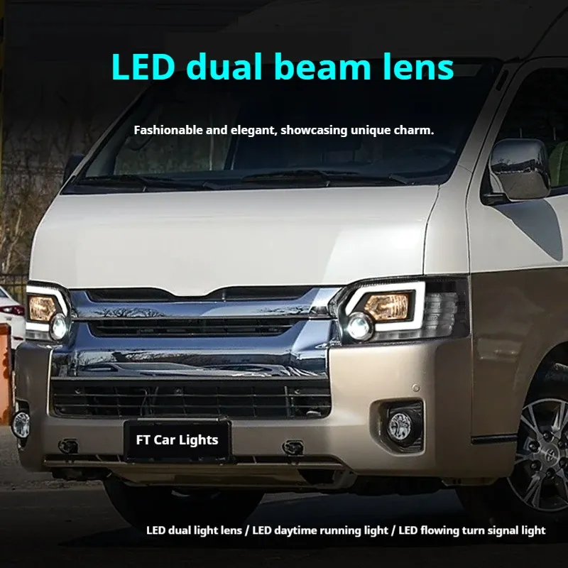 Фары передние LED с ходовыми огнями для Toyota Hiace (2005-2018), комплект, комплект, FT Carlight Carlight — фото 4