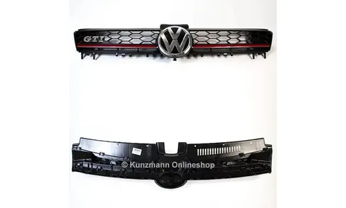Решетка GTI с сотовым рисунком и эмблемами Volkswagen Golf 7 дорестайлинг — фото 3