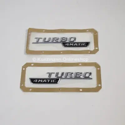 Комплект шильдиков Turbo 4MATIC на крылья Mercedes-Benz A 45 AMG W176, 2 шт. — фото 1