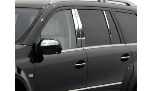 Накладки стоек дверей из нержавеющей стали 6 шт отделка окон QAA для Mercedes GL 07-12 — фото 1