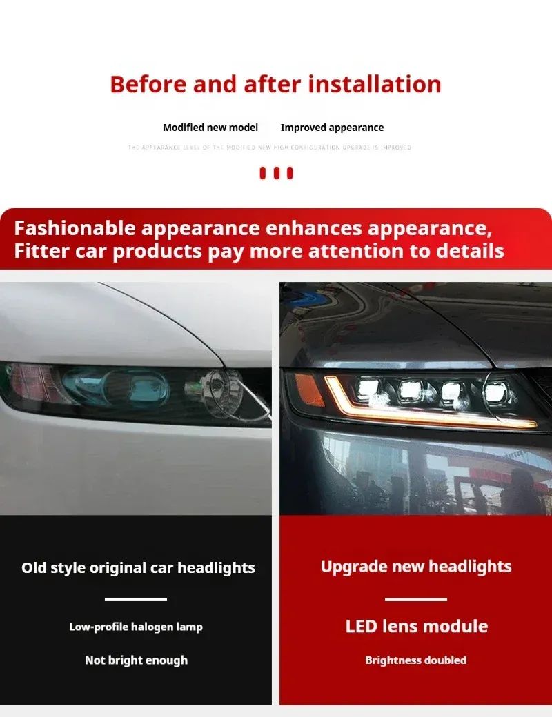 Фары передние LED с ходовыми огнями для Honda Odyssey (2004-2008), комплект, FT Carlight — фото 7