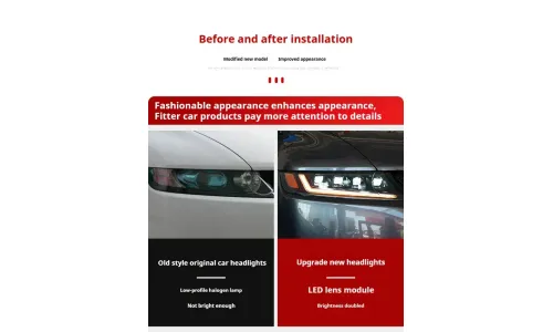 Фары передние LED с ходовыми огнями для Honda Odyssey (2004-2008), комплект, FT Carlight — фото 7